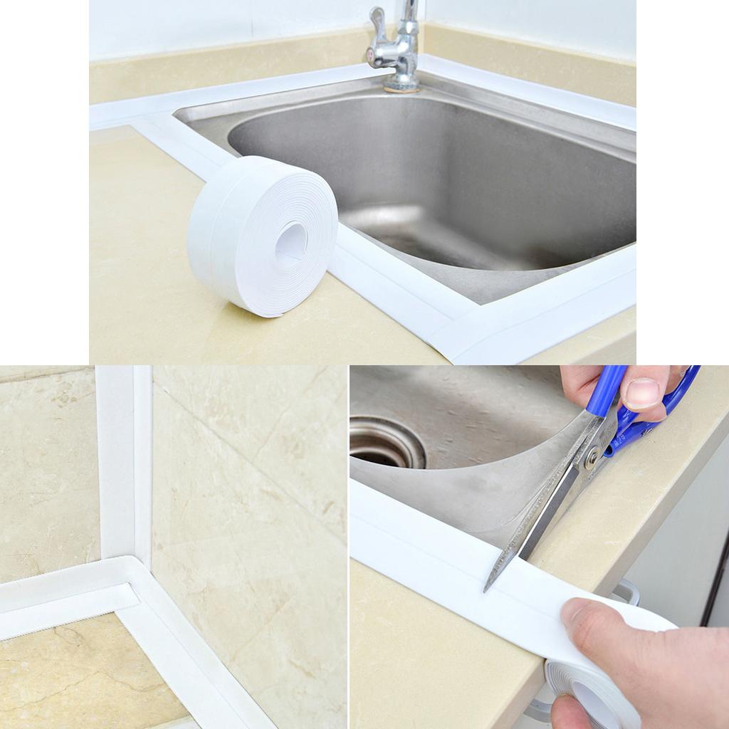 11Ft x 1.5'' PE Waterproof Sealing Tape Kitchen Bathroom Wall Sealing Grey