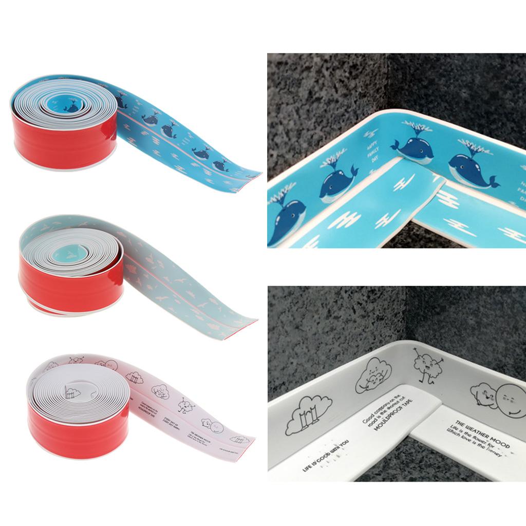 3.2m PVC Waterproof Mold Proof Tape Kitchen Bathroom Wall Sealing Tape Cartoon