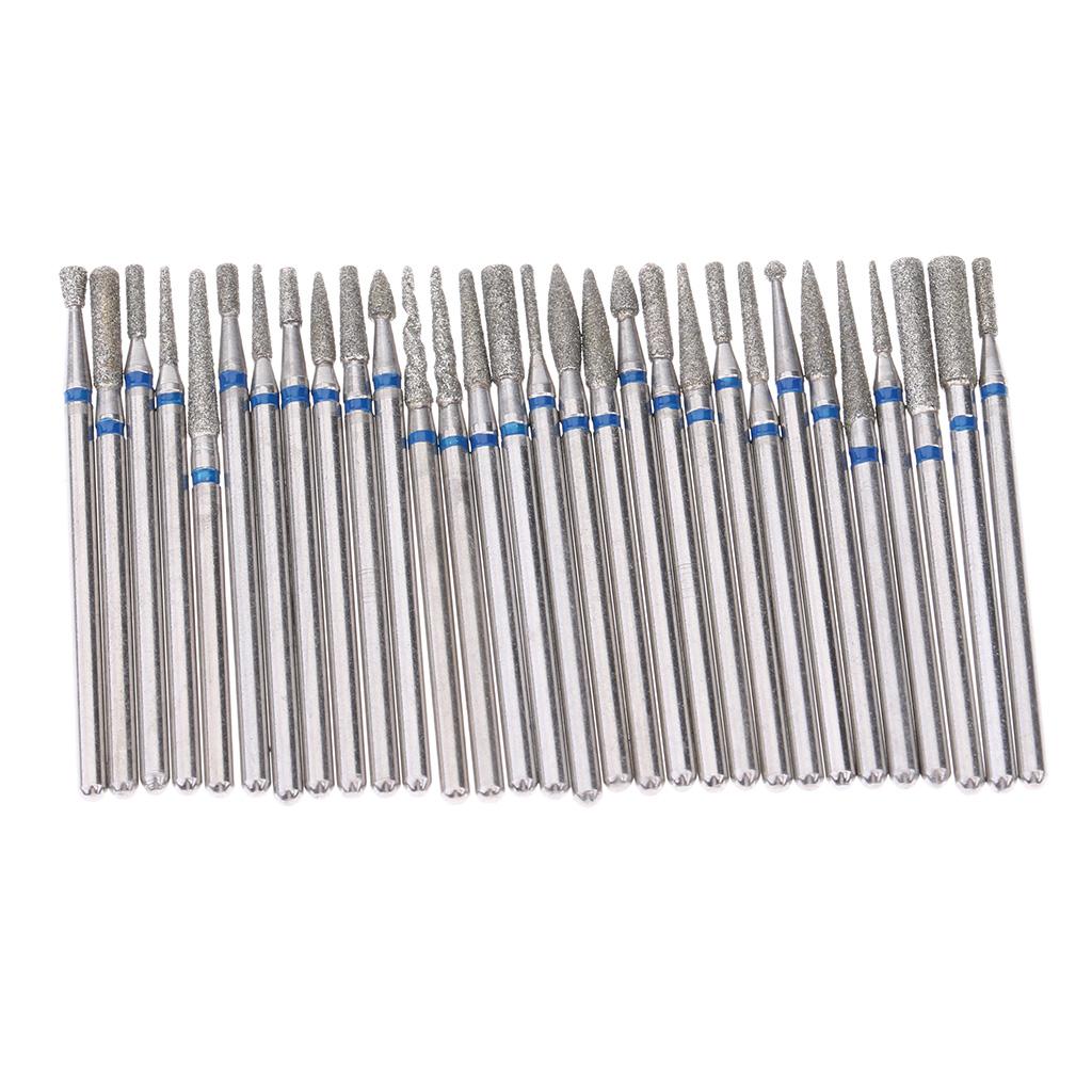 30 Pcs Diamond Nail Drill Bit Set Grinding Head Electric Manicure Machine B