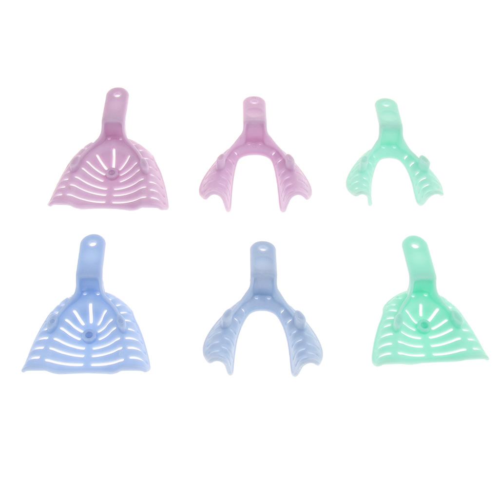 6PCS Plastic-Steel Dental Impression Trays Denture Model Materials