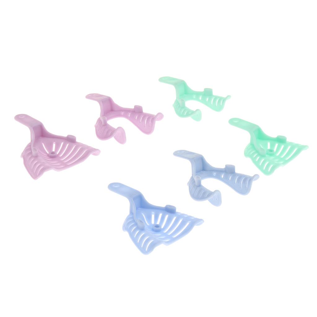 6PCS Plastic-Steel Dental Impression Trays Denture Model Materials
