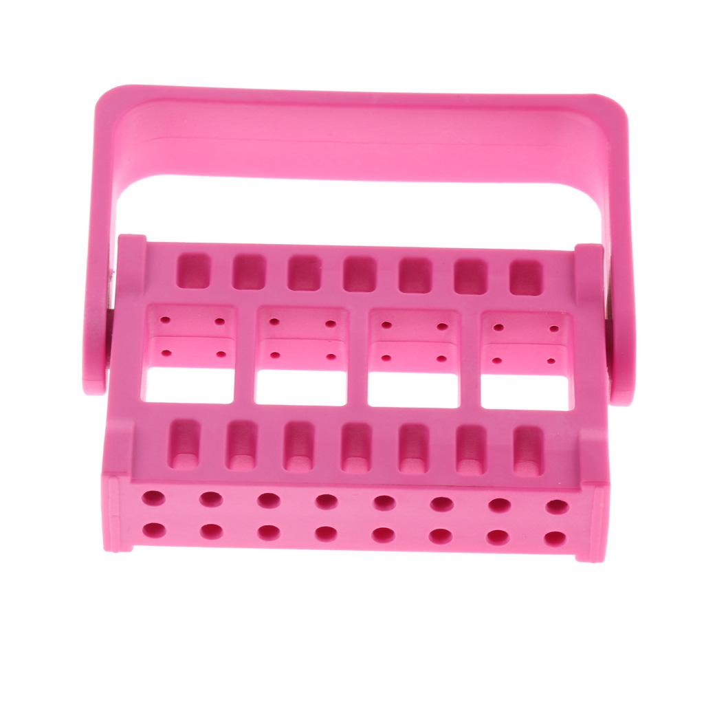 Dental Autoclave 16 Holes Endo Files Holder Stand Disinfection Box Rose Red