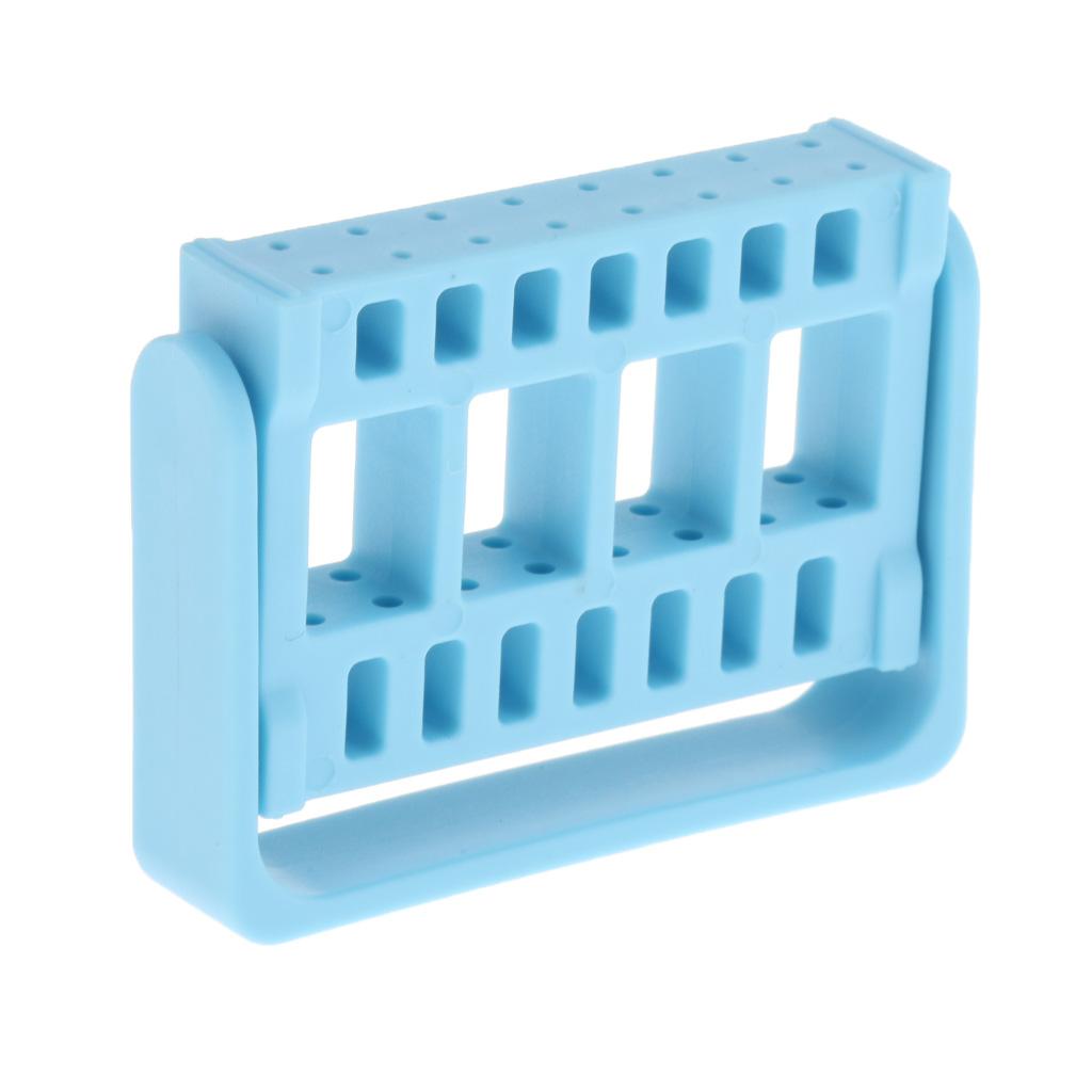 Dental Autoclave 16 Holes Endo Files Holder Stand Disinfection Box Light Blue