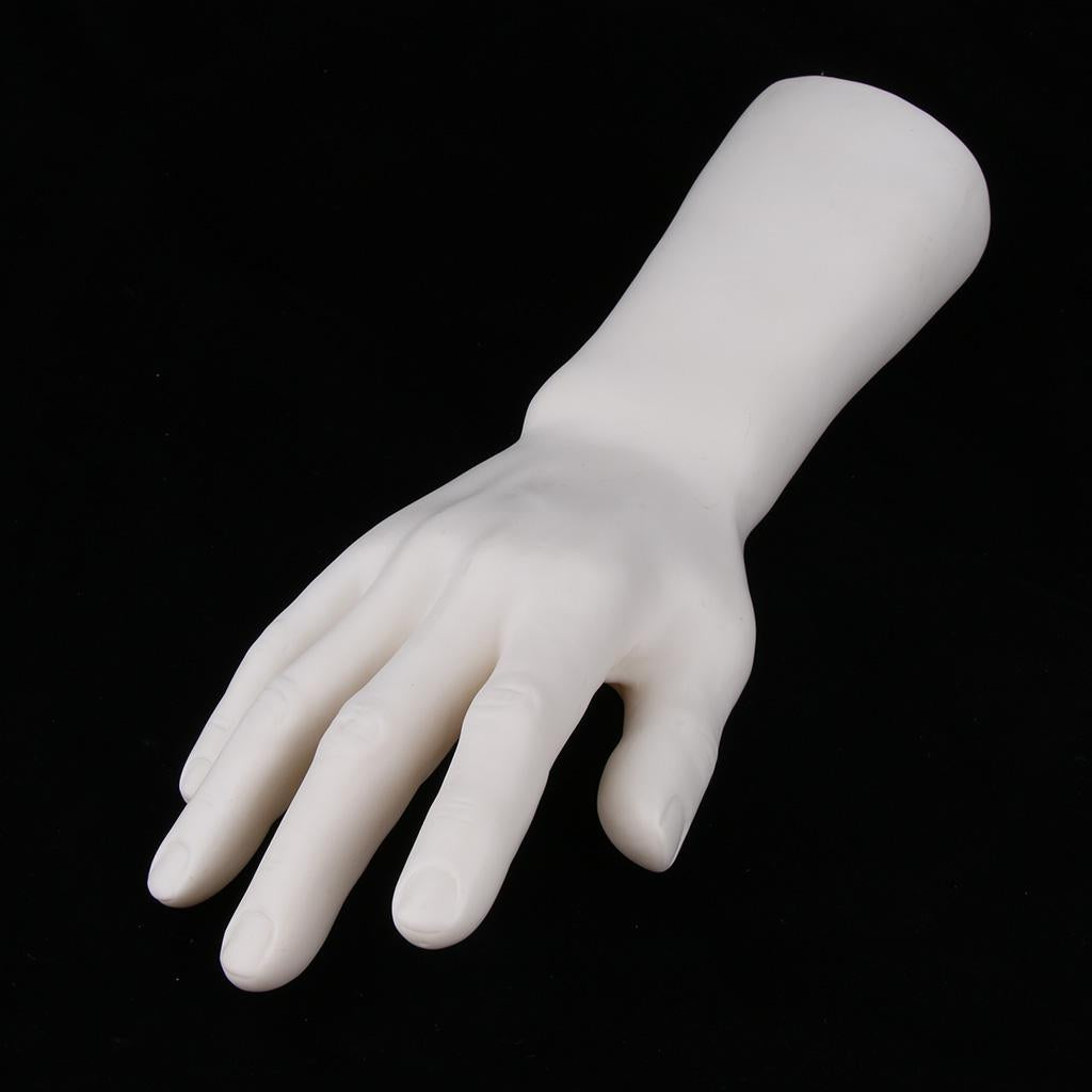 Vinyl Realistic Male Mannequin Hand for Gloves Jewelry Watch Display White
