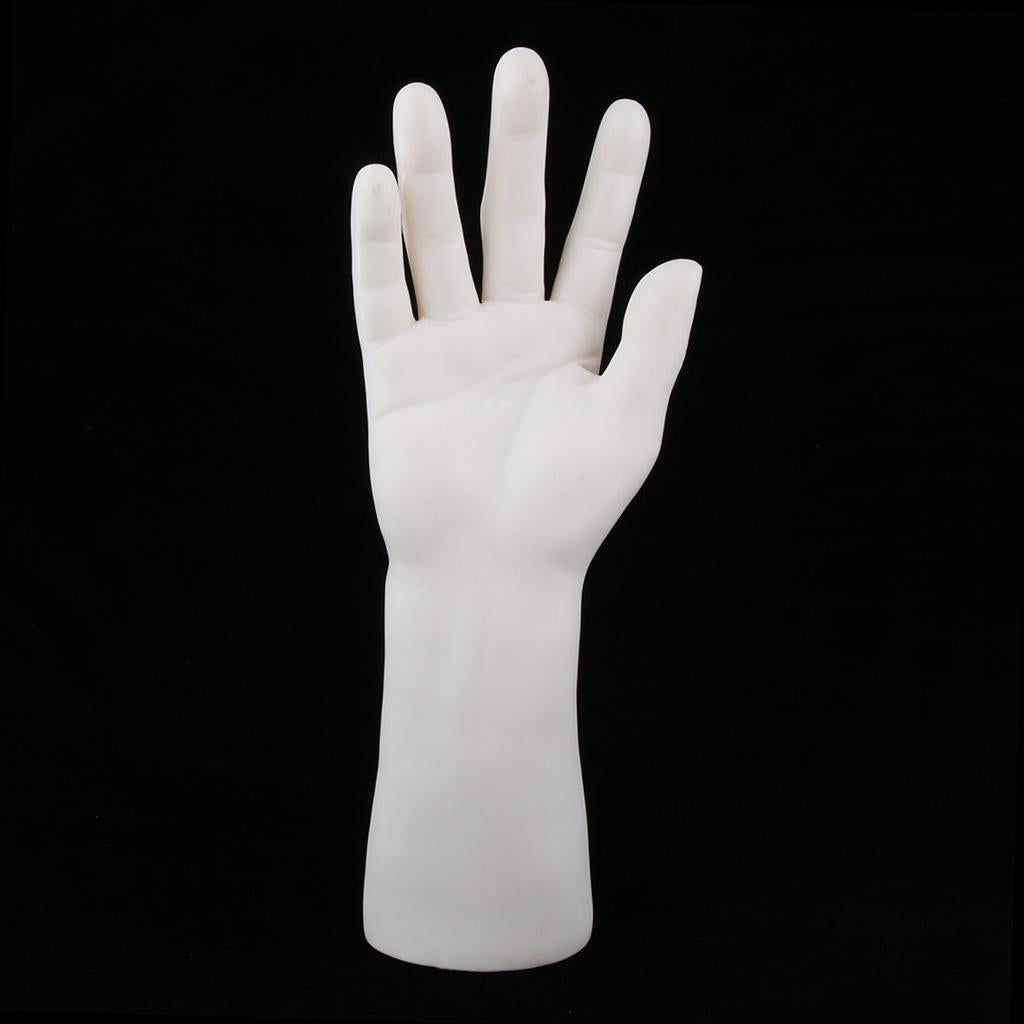 Vinyl Realistic Male Mannequin Hand for Gloves Jewelry Watch Display White