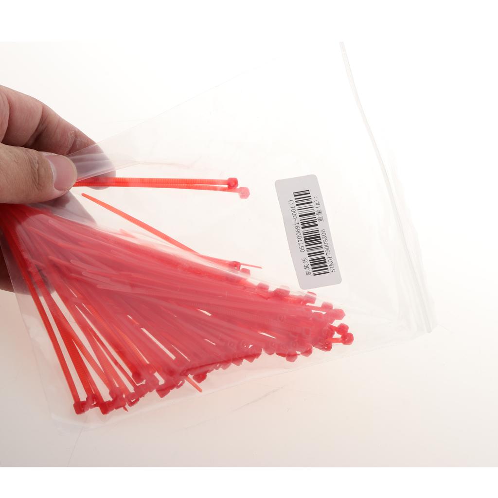 100 Pieces Nylon Self Locking Cable Zip Ties Wrap Cord Wire Strap Red