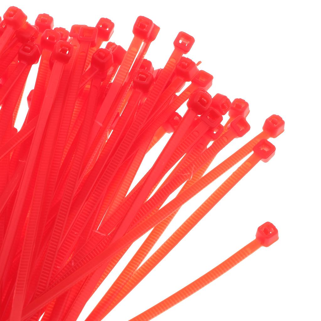 100 Pieces Nylon Self Locking Cable Zip Ties Wrap Cord Wire Strap Red