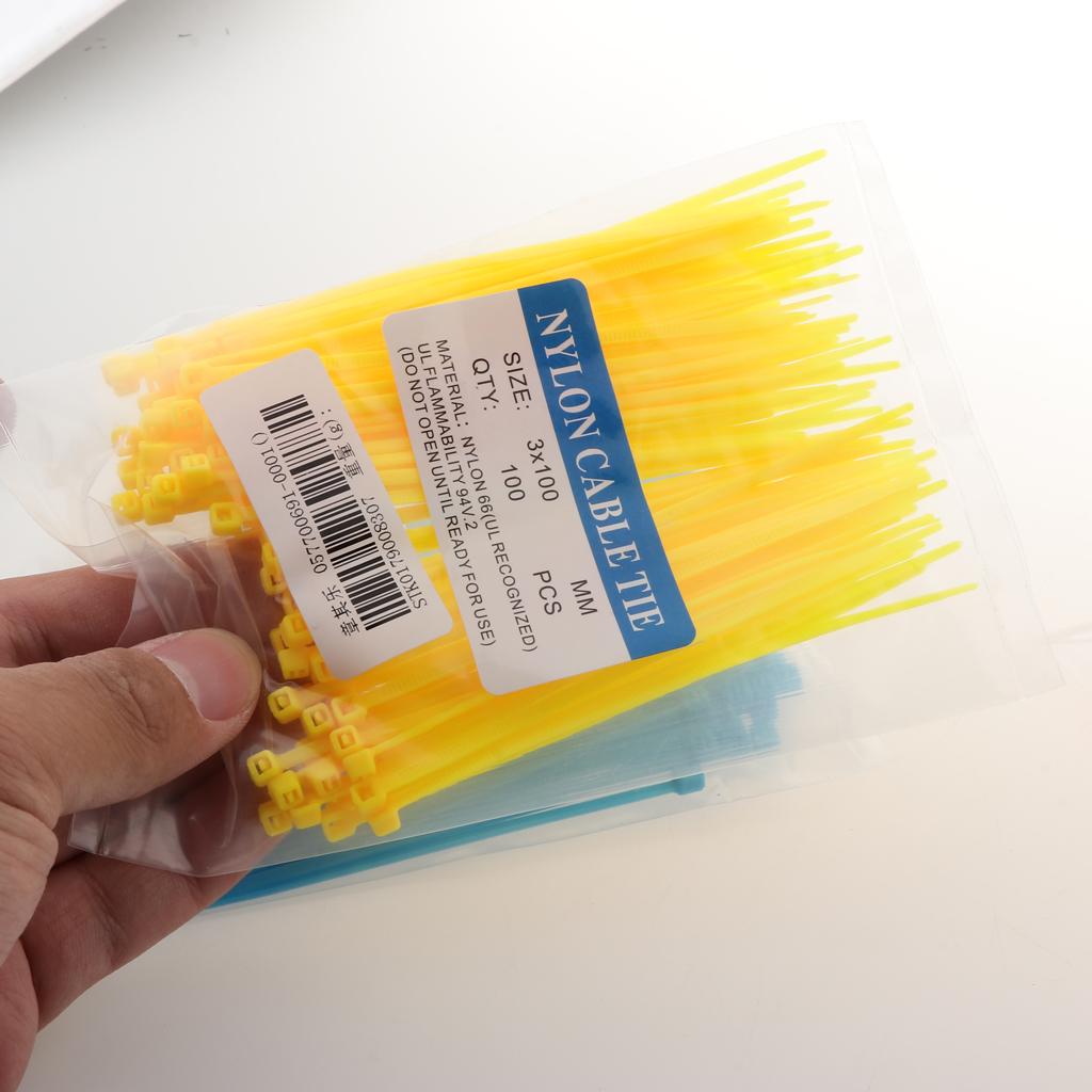 100 Pieces Nylon Self Locking Cable Zip Ties Wrap Cord Wire Strap Yellow