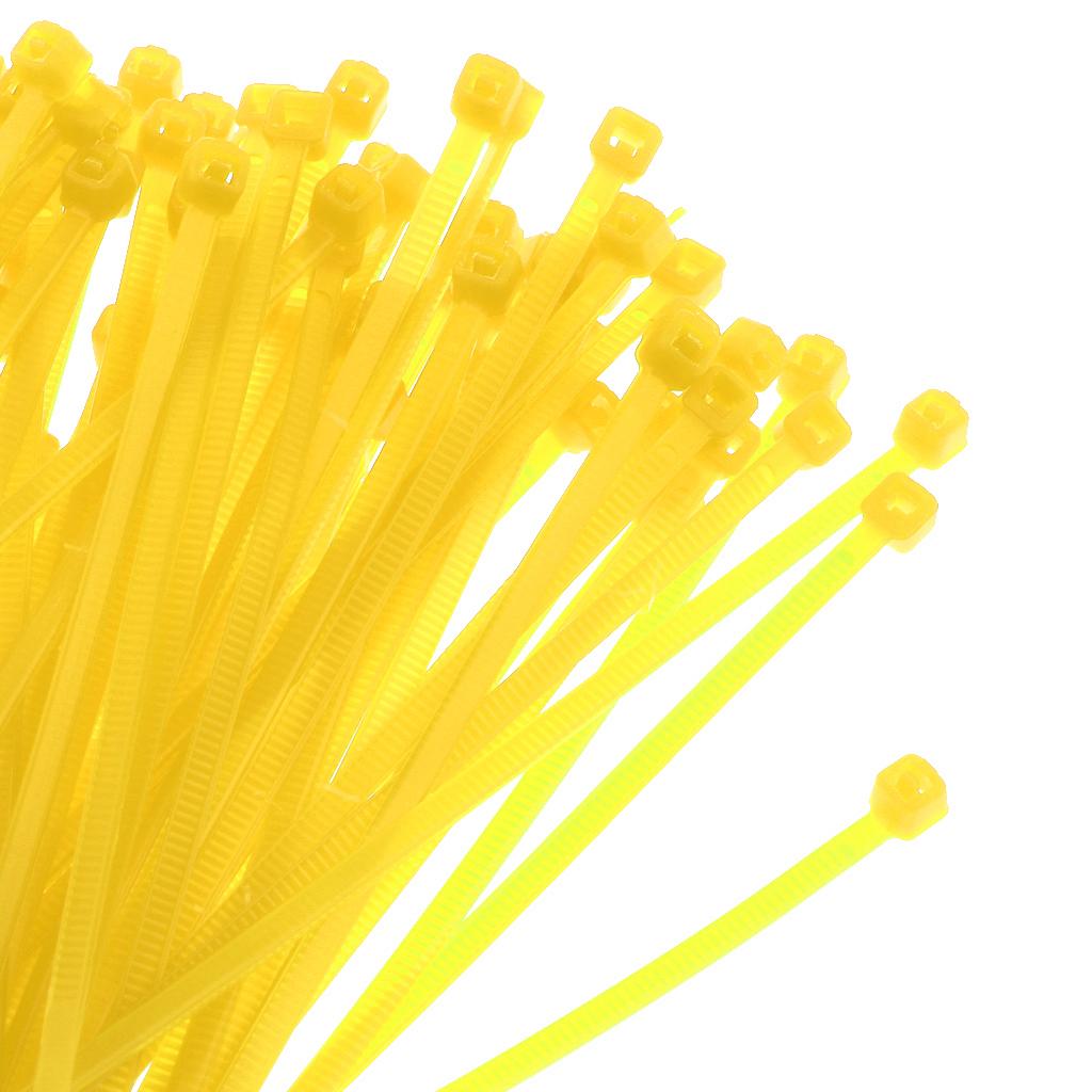 100 Pieces Nylon Self Locking Cable Zip Ties Wrap Cord Wire Strap Yellow