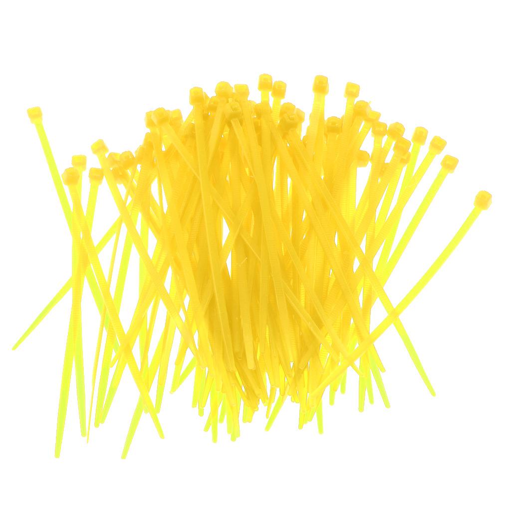 100 Pieces Nylon Self Locking Cable Zip Ties Wrap Cord Wire Strap Yellow