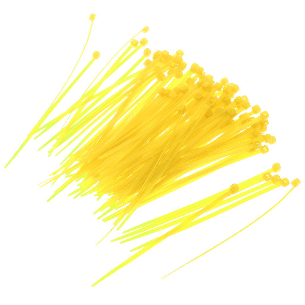 100 Pieces Nylon Self Locking Cable Zip Ties Wrap Cord Wire Strap Yellow