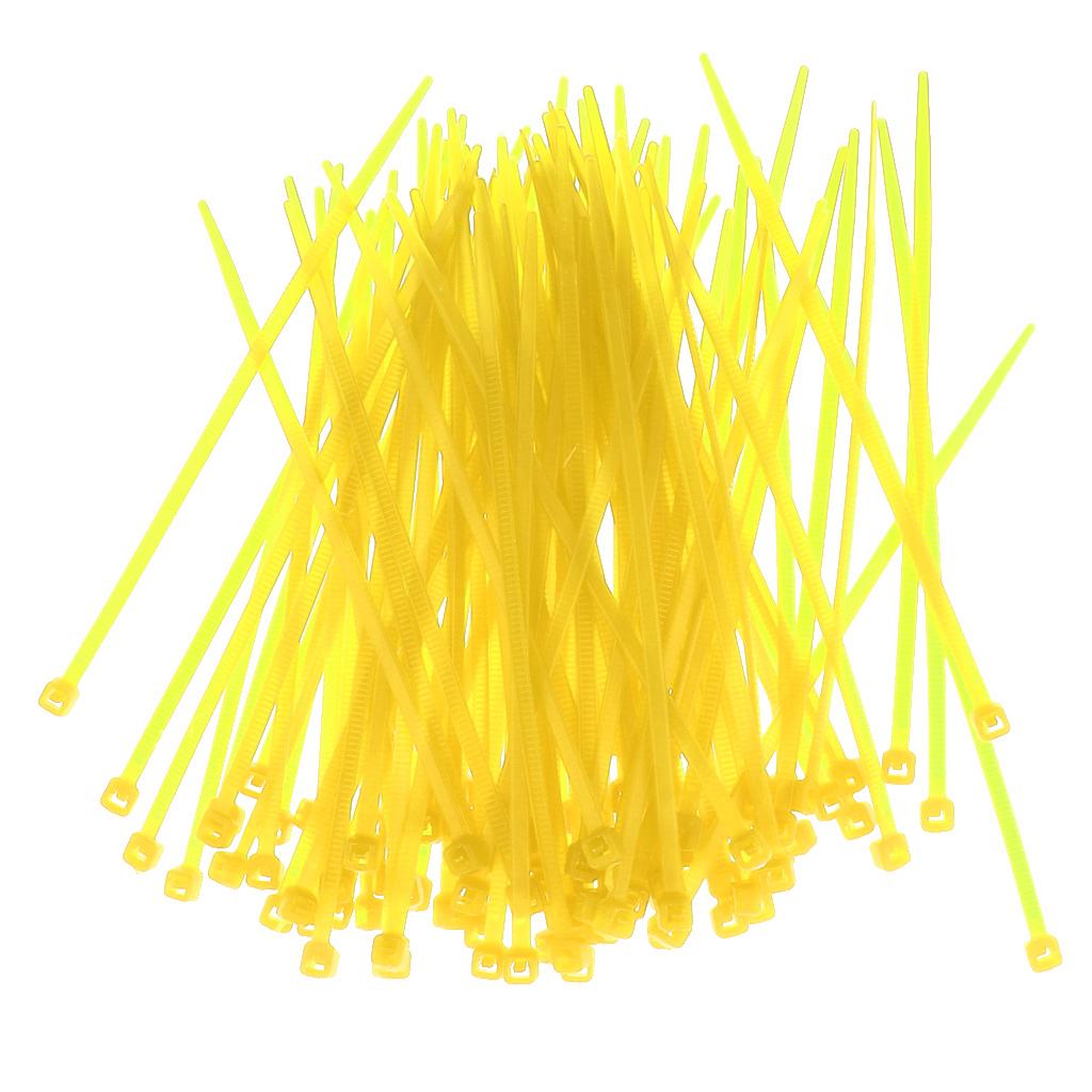 100 Pieces Nylon Self Locking Cable Zip Ties Wrap Cord Wire Strap Yellow