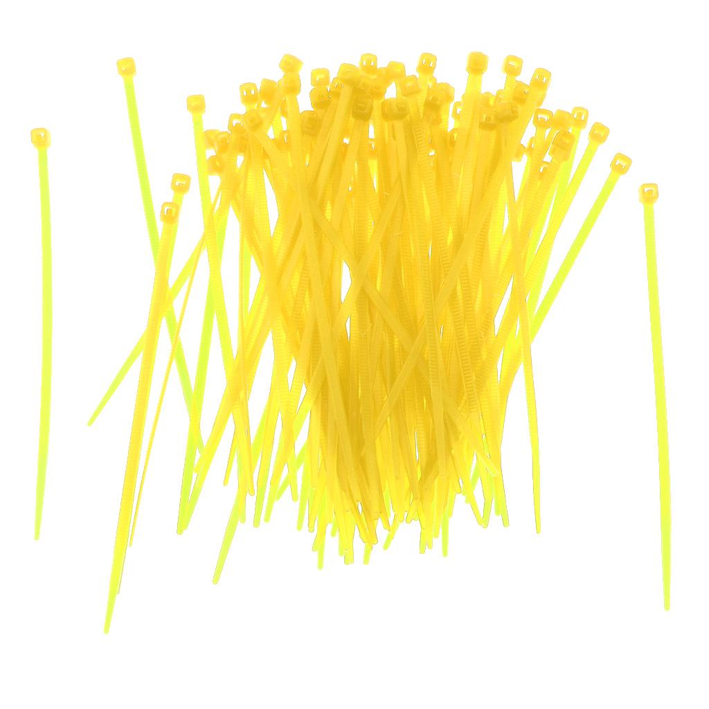 100 Pieces Nylon Self Locking Cable Zip Ties Wrap Cord Wire Strap Yellow