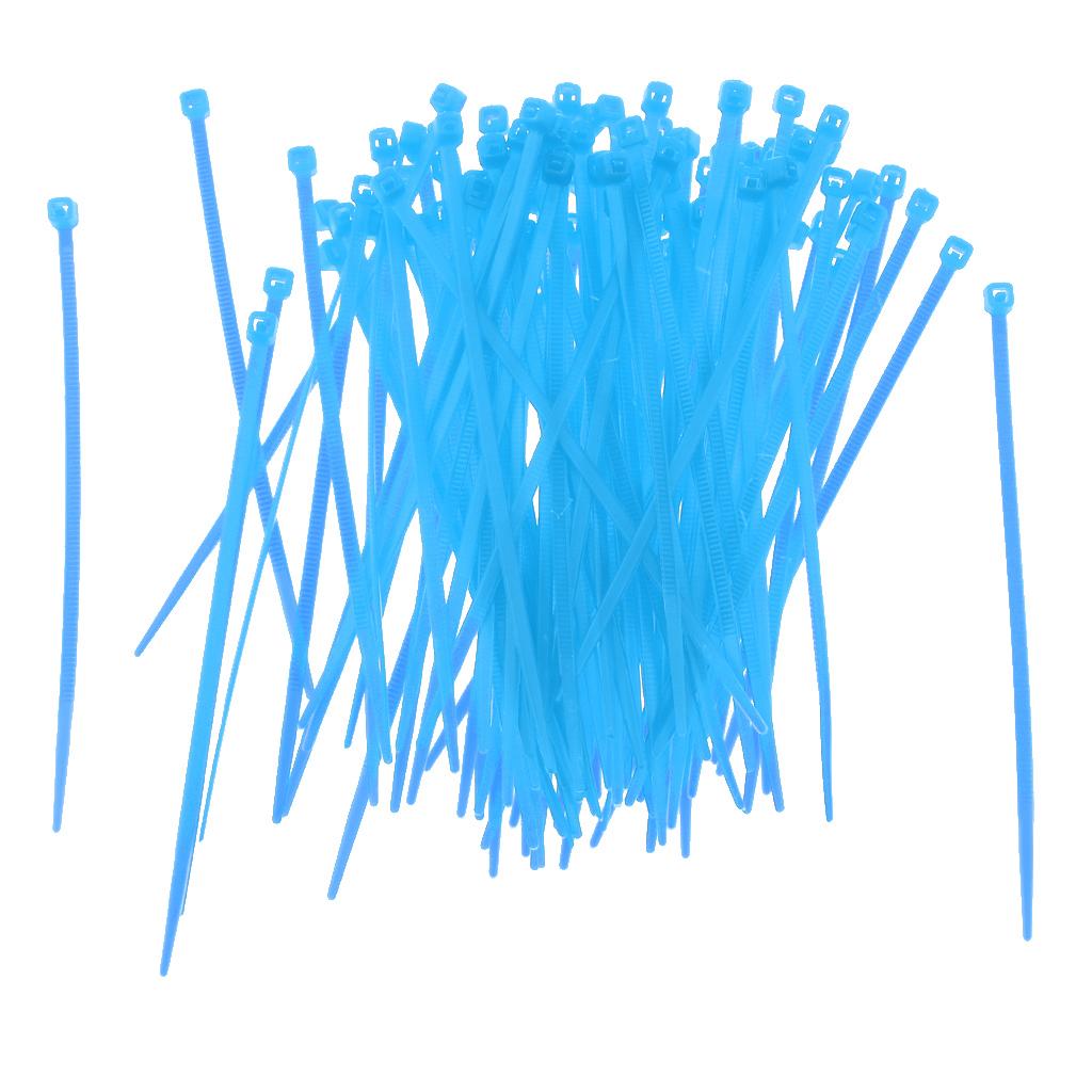 100 Pieces Nylon Self Locking Cable Zip Ties Wrap Cord Wire Strap Blue