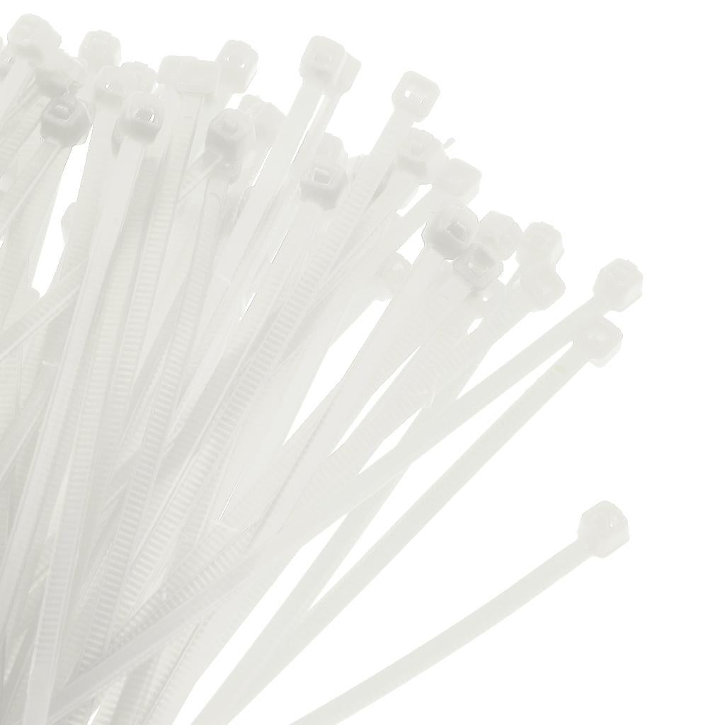 100 Pieces Nylon Self Locking Cable Zip Ties Wrap Cord Wire Strap White