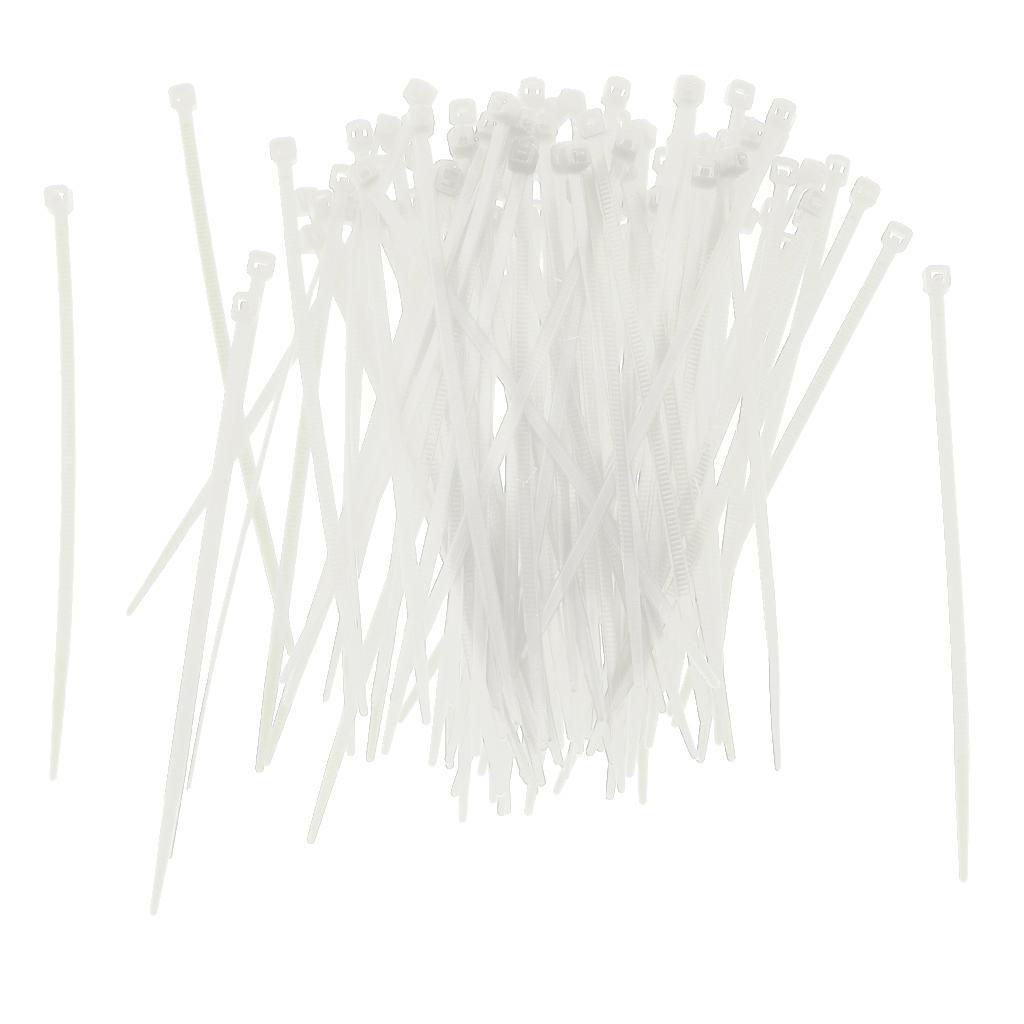 100 Pieces Nylon Self Locking Cable Zip Ties Wrap Cord Wire Strap White