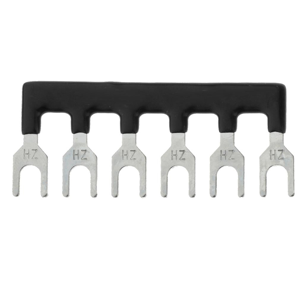 10x 6 Positions Fork Pre Insulated Terminal Block Barrier Jumper Strip Black