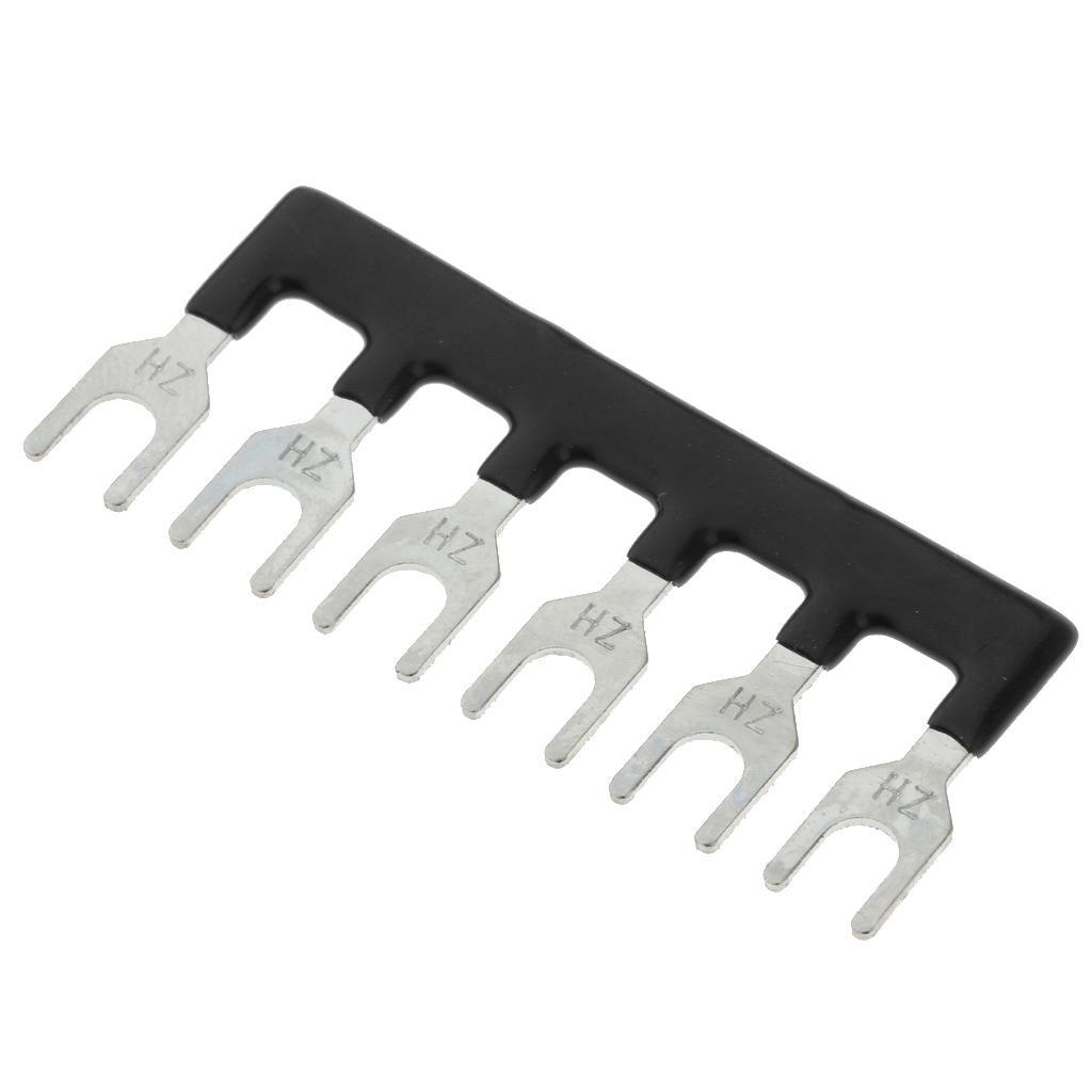 10x 6 Positions Fork Pre Insulated Terminal Block Barrier Jumper Strip Black