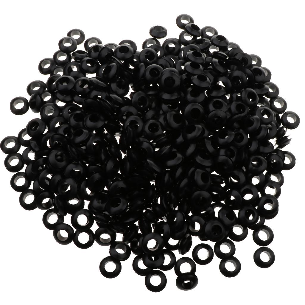 1000Pcs Black Rubber Grommet Assortment Sealing Wire Gasket Kit 6 Sizes 8mm