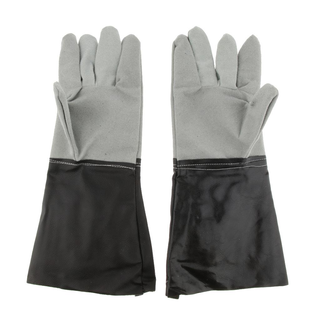 Cowhide Long Welding Protective Gloves Hand Cover Flame Resistant Gauntlets