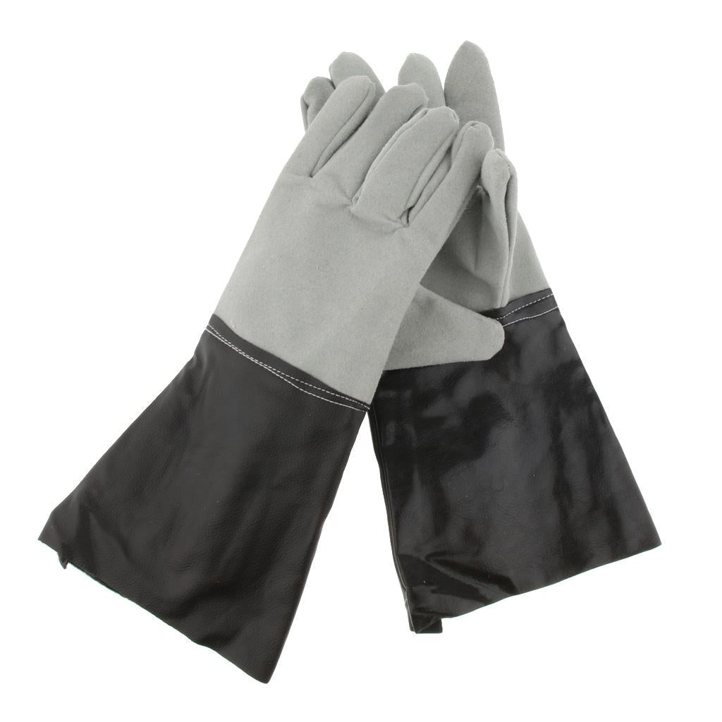 Cowhide Long Welding Protective Gloves Hand Cover Flame Resistant Gauntlets