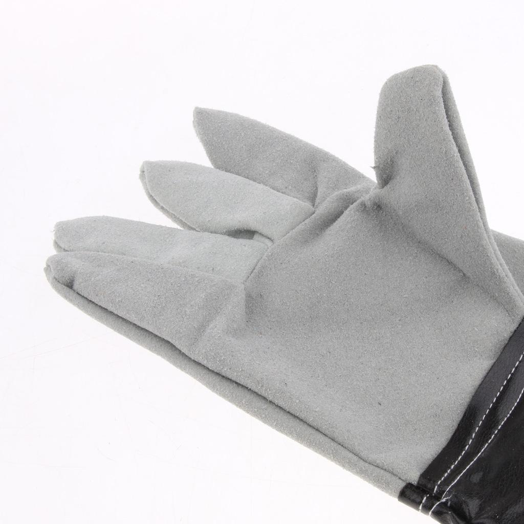 Cowhide Long Welding Protective Gloves Hand Cover Flame Resistant Gauntlets