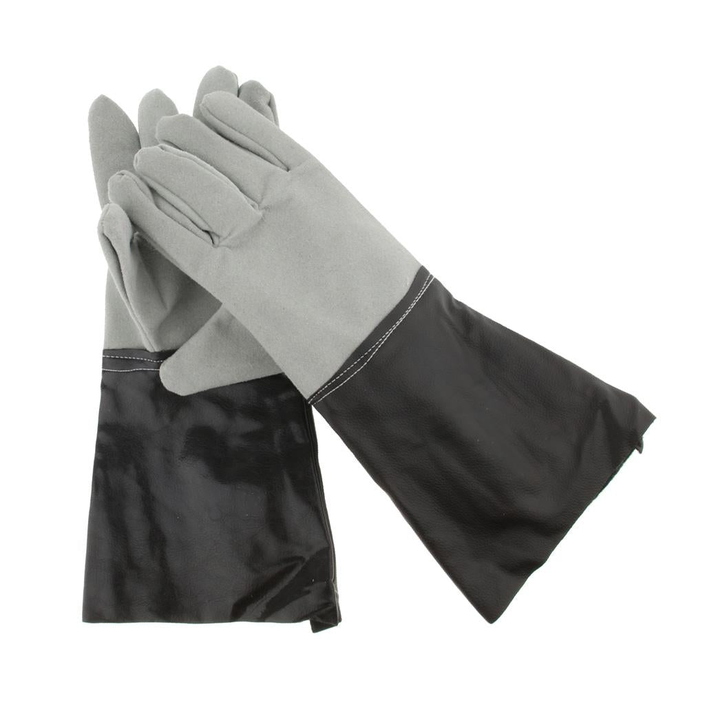 Cowhide Long Welding Protective Gloves Hand Cover Flame Resistant Gauntlets