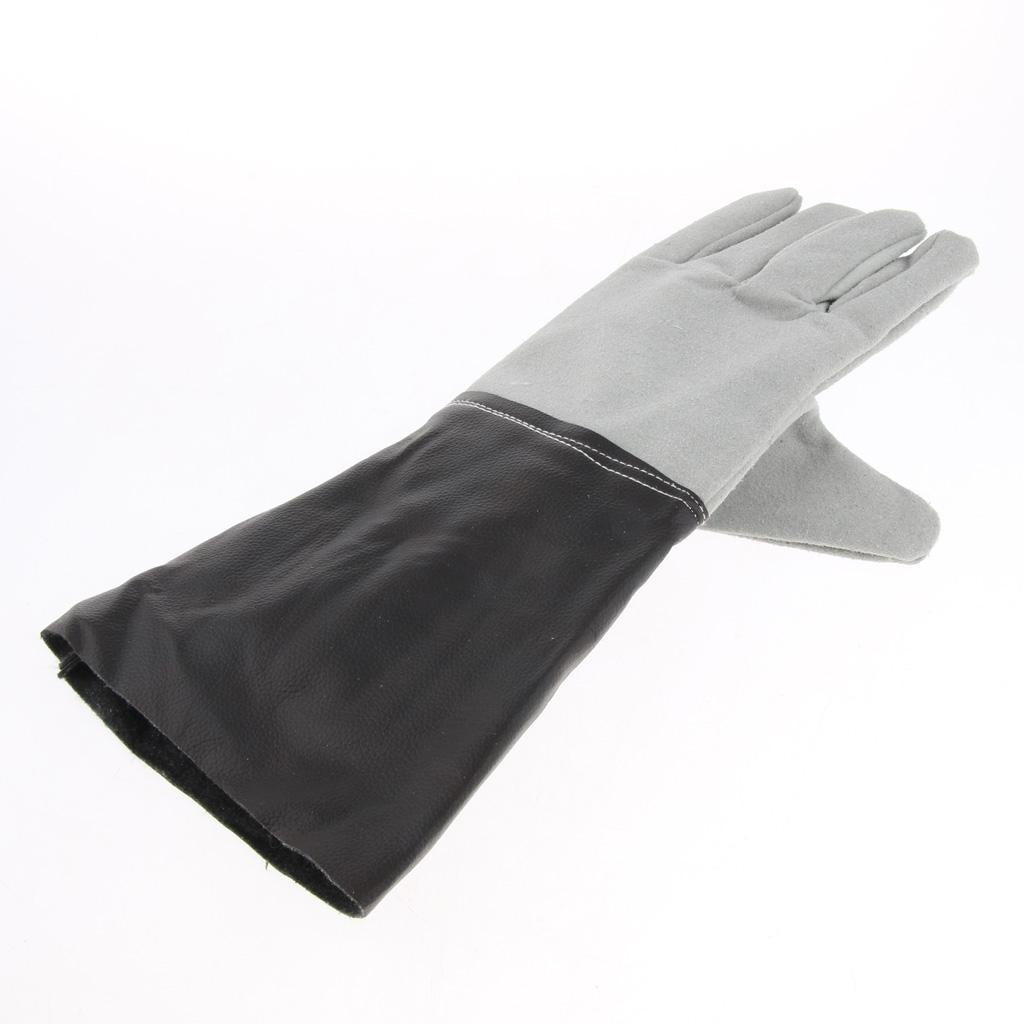 Cowhide Long Welding Protective Gloves Hand Cover Flame Resistant Gauntlets