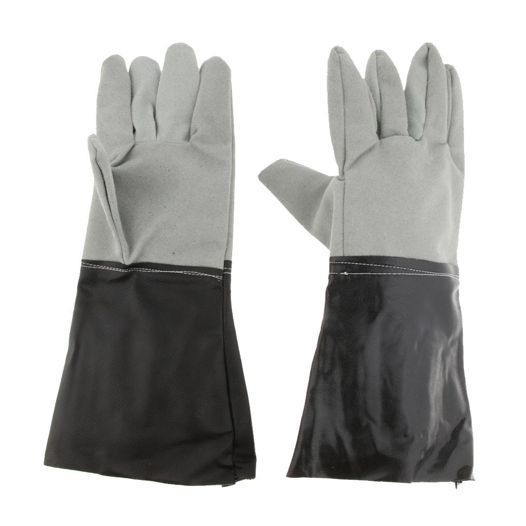 Cowhide Long Welding Protective Gloves Hand Cover Flame Resistant Gauntlets