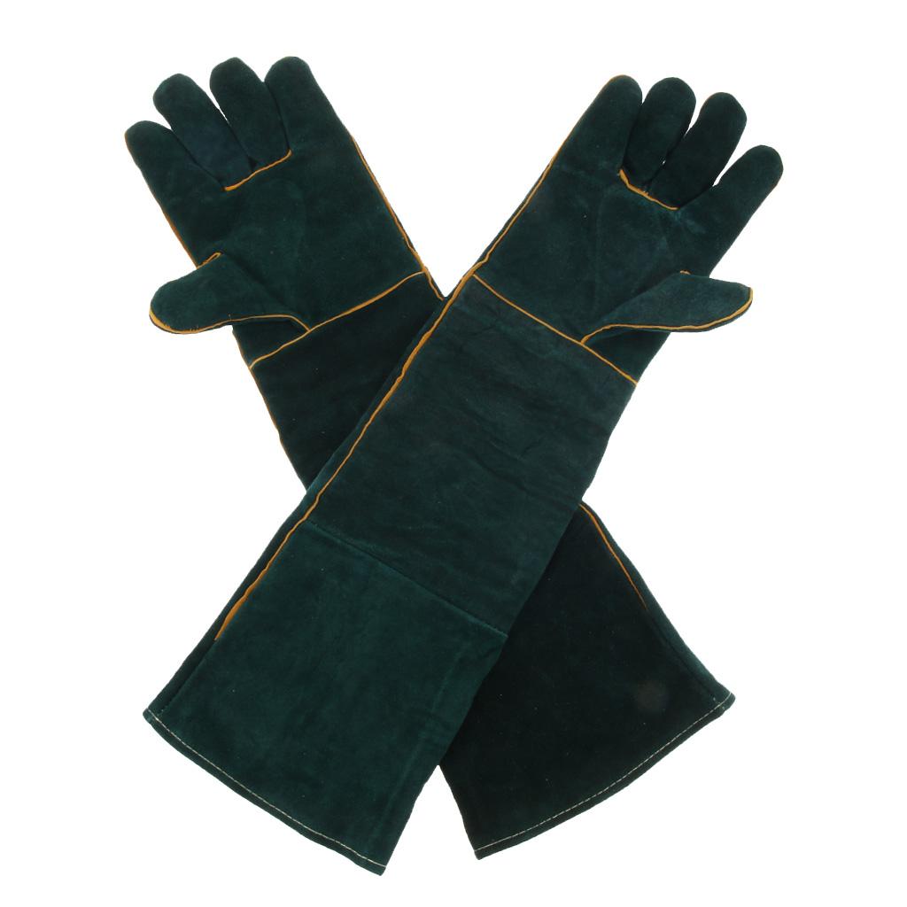 60cm Long Cowhide Welding Protective Gloves Hand Cover, provides good mix of durability, dexterity, abrasion resistance