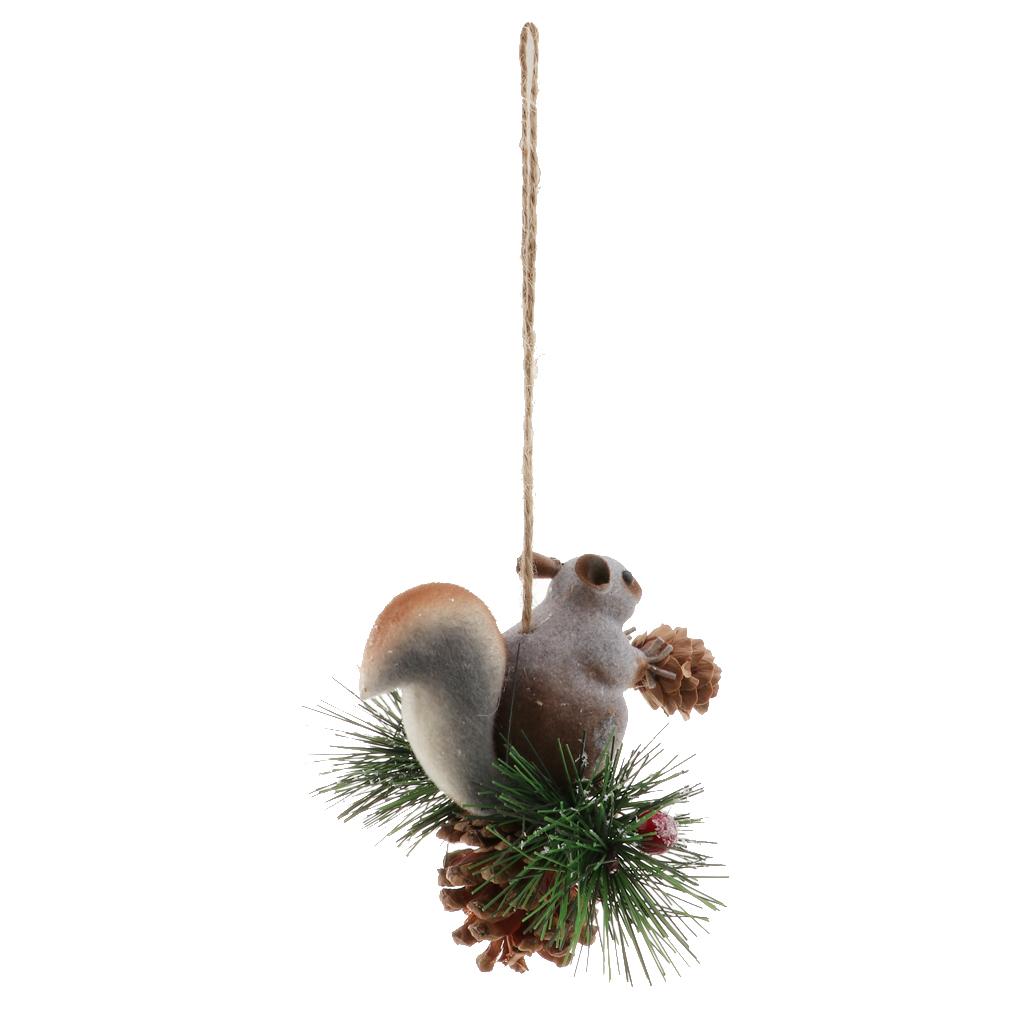 Artificial Squirrel Hanging Pendant For Home Christmas Xmas Party Dec Grey