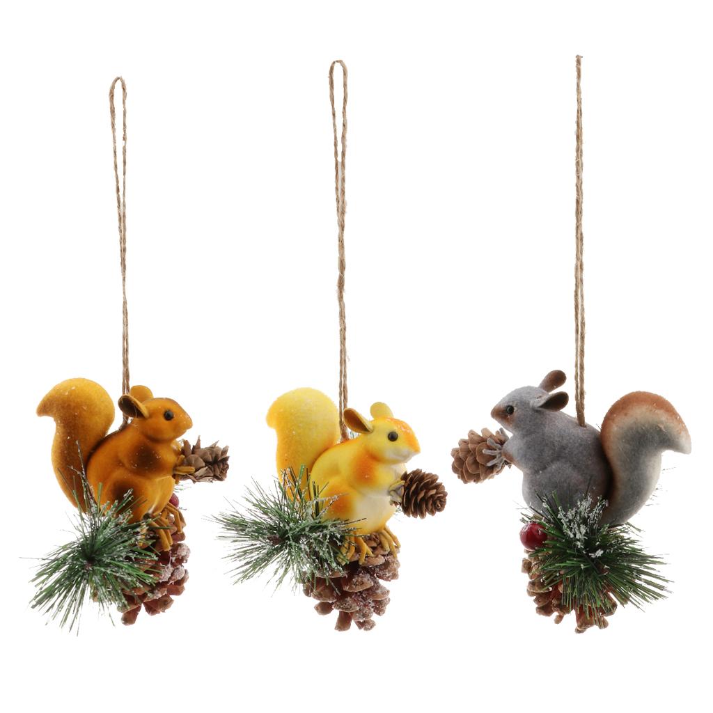 Artificial Squirrel Hanging Pendant For Home Christmas Xmas Party Dec Grey