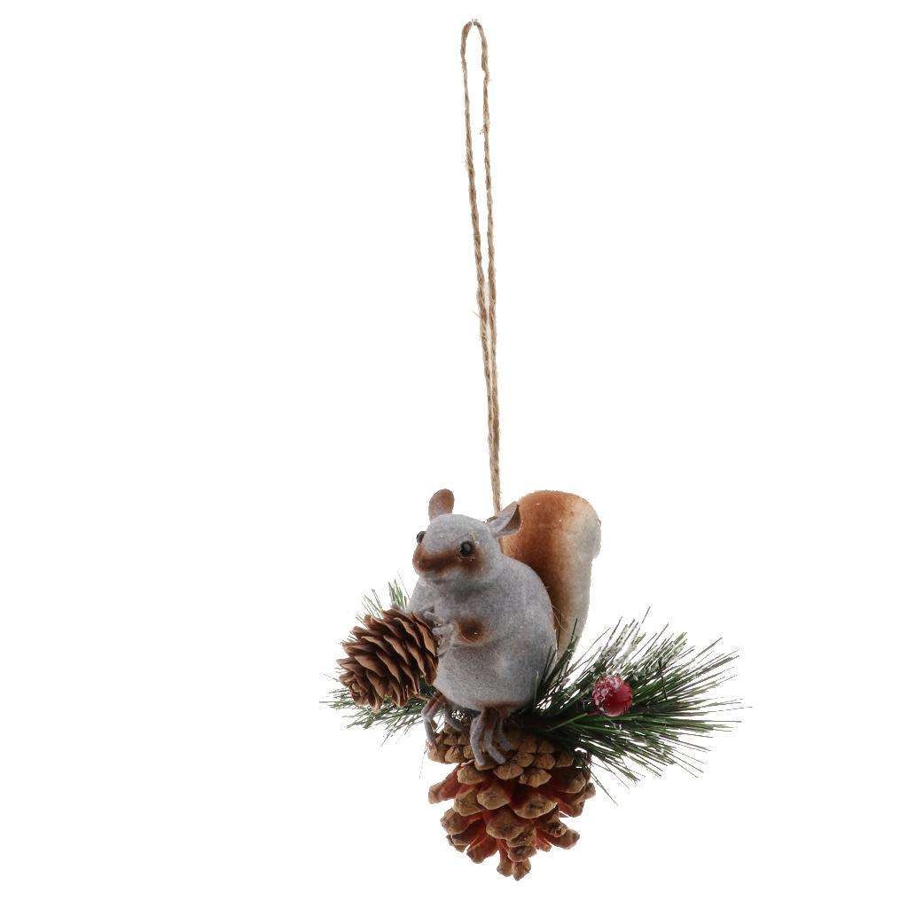 Artificial Squirrel Hanging Pendant For Home Christmas Xmas Party Dec Grey