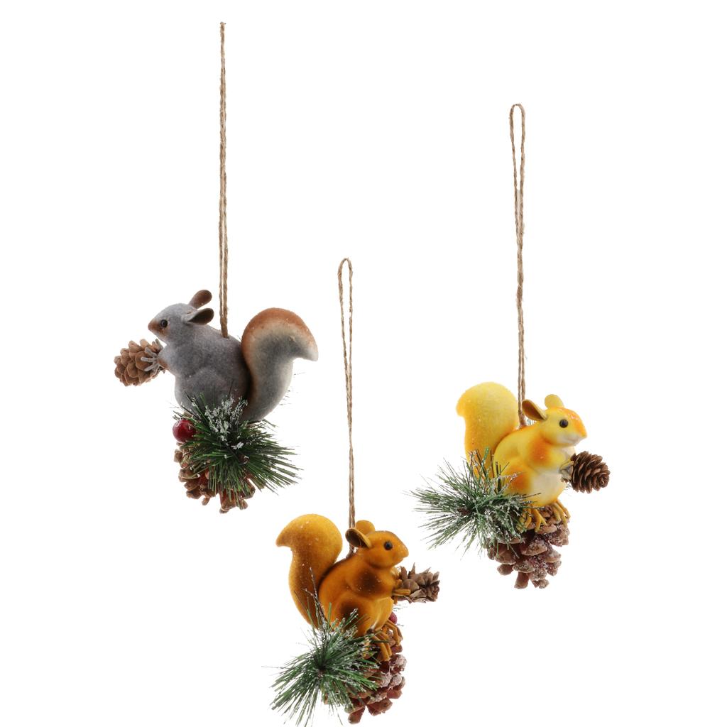 Artificial Squirrel Hanging Pendant For Home Christmas Xmas Party Dec Grey