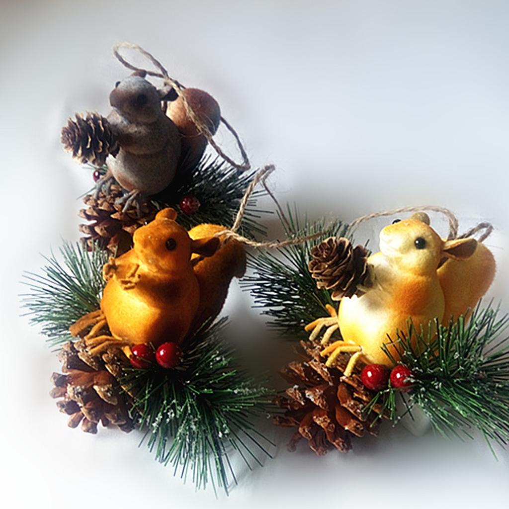 Artificial Squirrel Hanging Pendant For Home Christmas Xmas Party Dec Grey