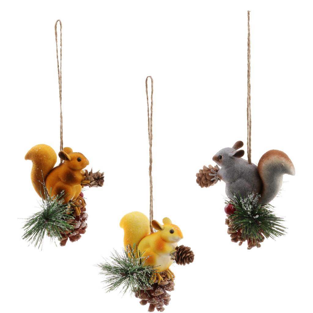 Artificial Squirrel Hanging Pendant For Home Christmas Xmas Party Dec Grey