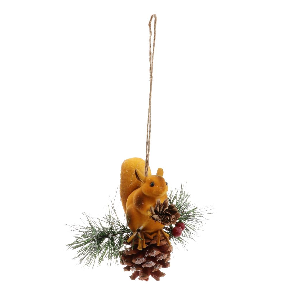 Artificial Squirrel Hanging Pendant For Home Christmas Xmas Party Dec Yellow