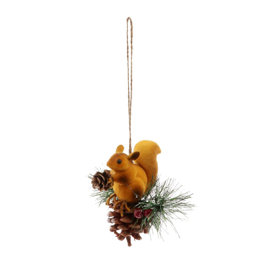 Artificial Squirrel Hanging Pendant For Home Christmas Xmas Party Dec Yellow