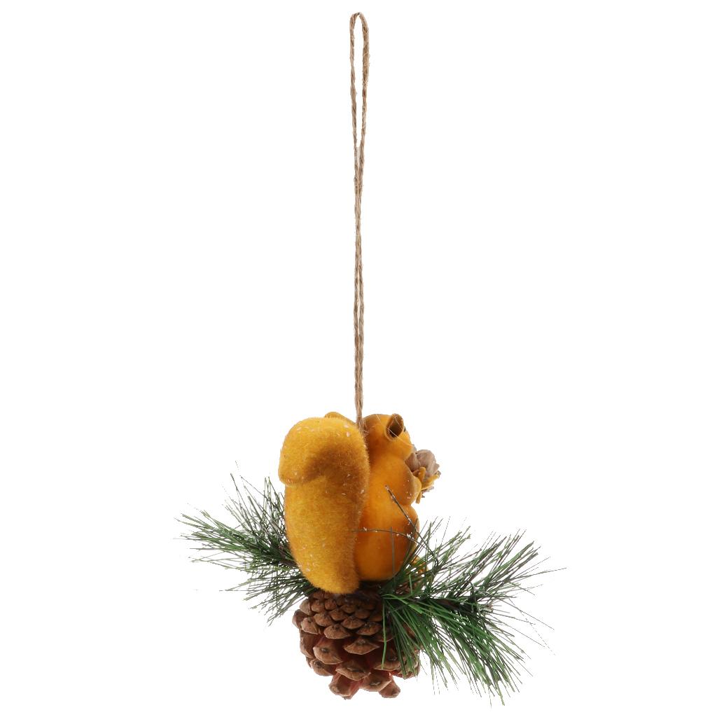 Artificial Squirrel Hanging Pendant For Home Christmas Xmas Party Dec Yellow