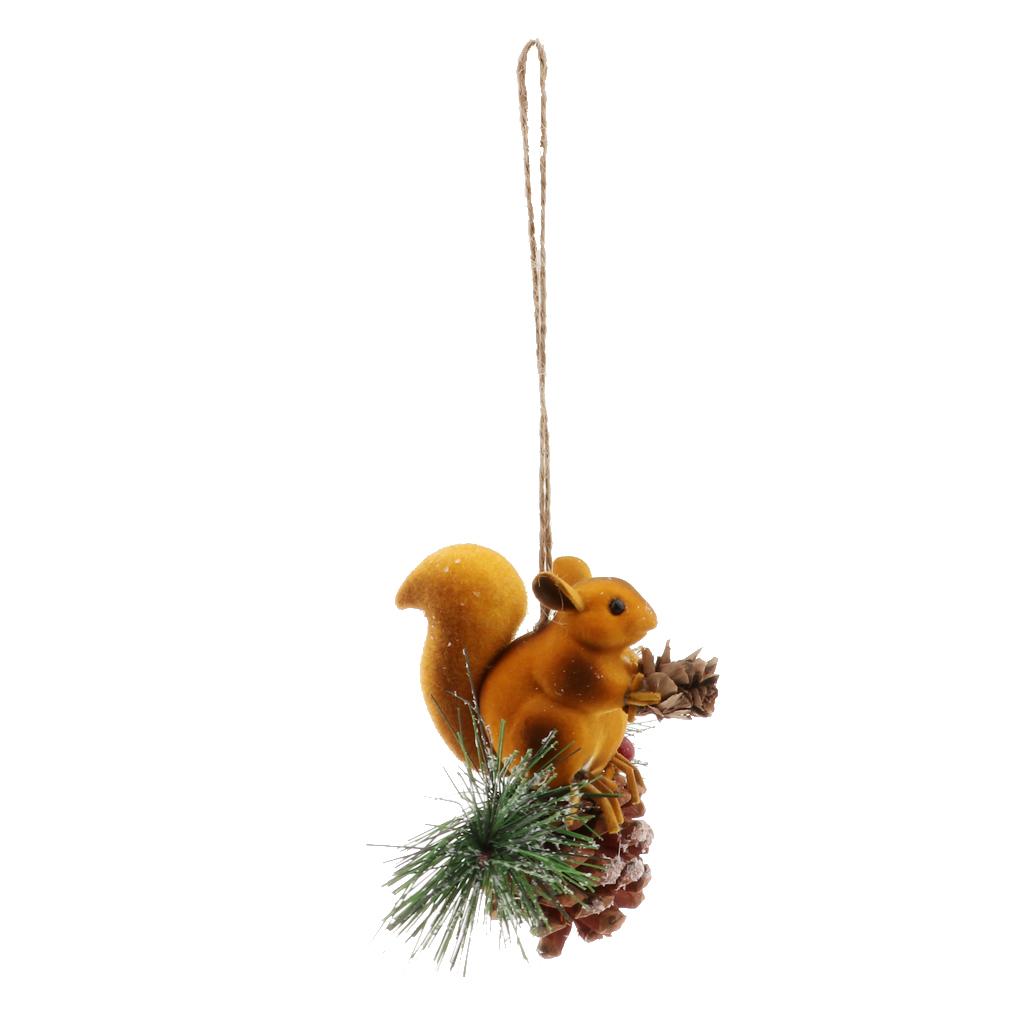 Artificial Squirrel Hanging Pendant For Home Christmas Xmas Party Dec Yellow