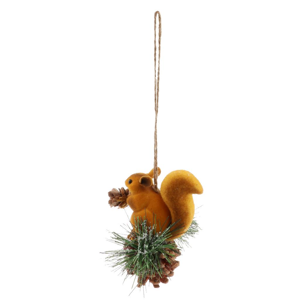 Artificial Squirrel Hanging Pendant For Home Christmas Xmas Party Dec Yellow