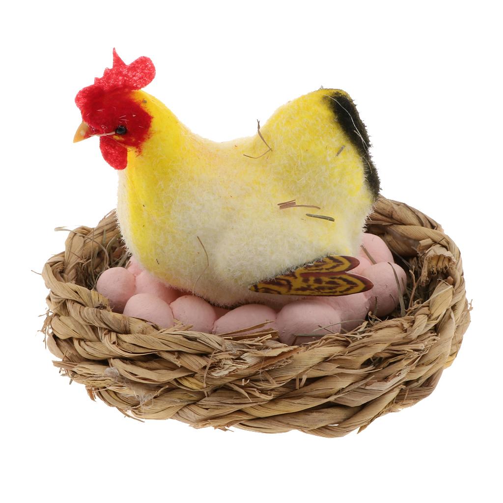 Realistic Chicken Lay Eggs Family Animal Model Figurine Kids Toy Home Party Christmas Xmas Decoration Ornaments