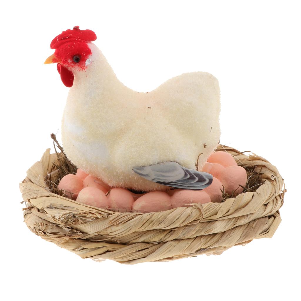 Realistic Chicken Lay Eggs Family Animal Model Figurine Kids Toy Home Party Christmas Xmas Decoration Ornaments