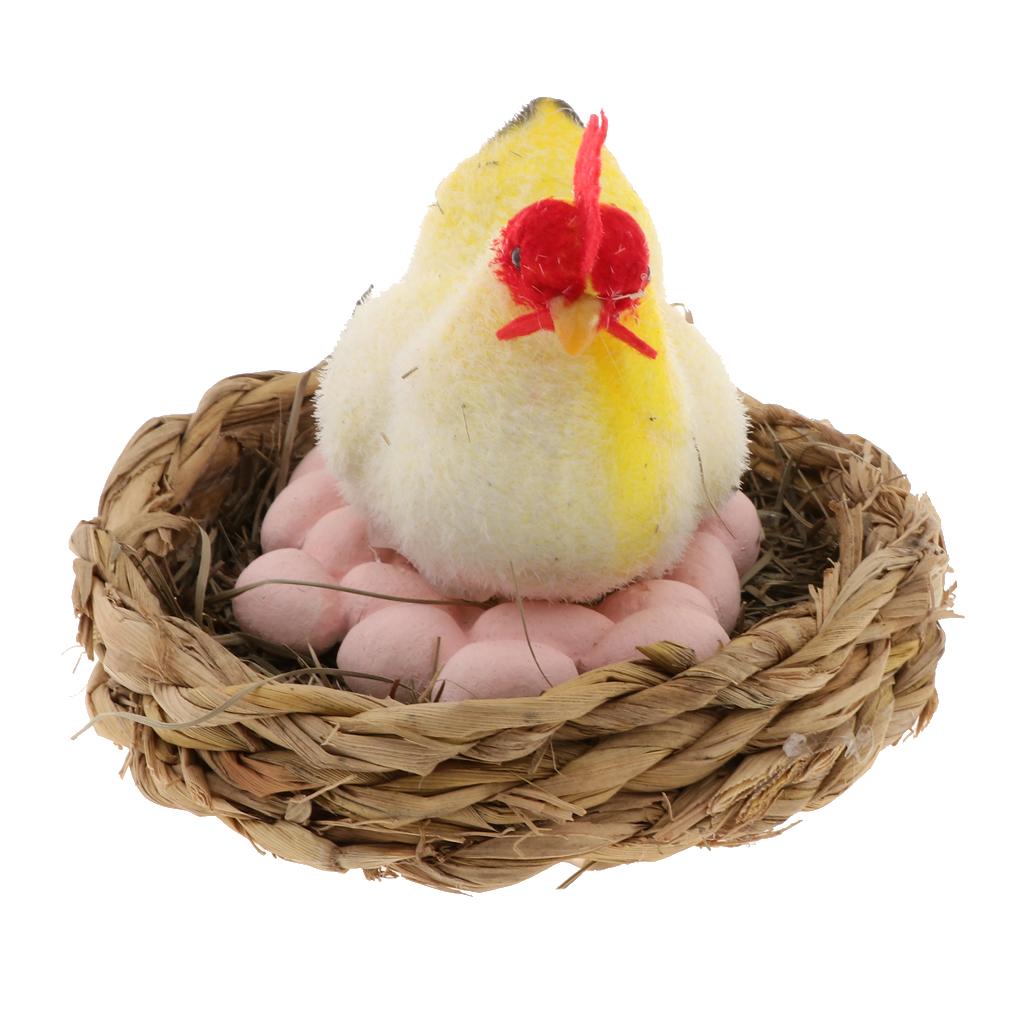 Realistic Chicken Lay Eggs Family Animal Model Figurine Kids Toy Home Party Christmas Xmas Decoration Ornaments