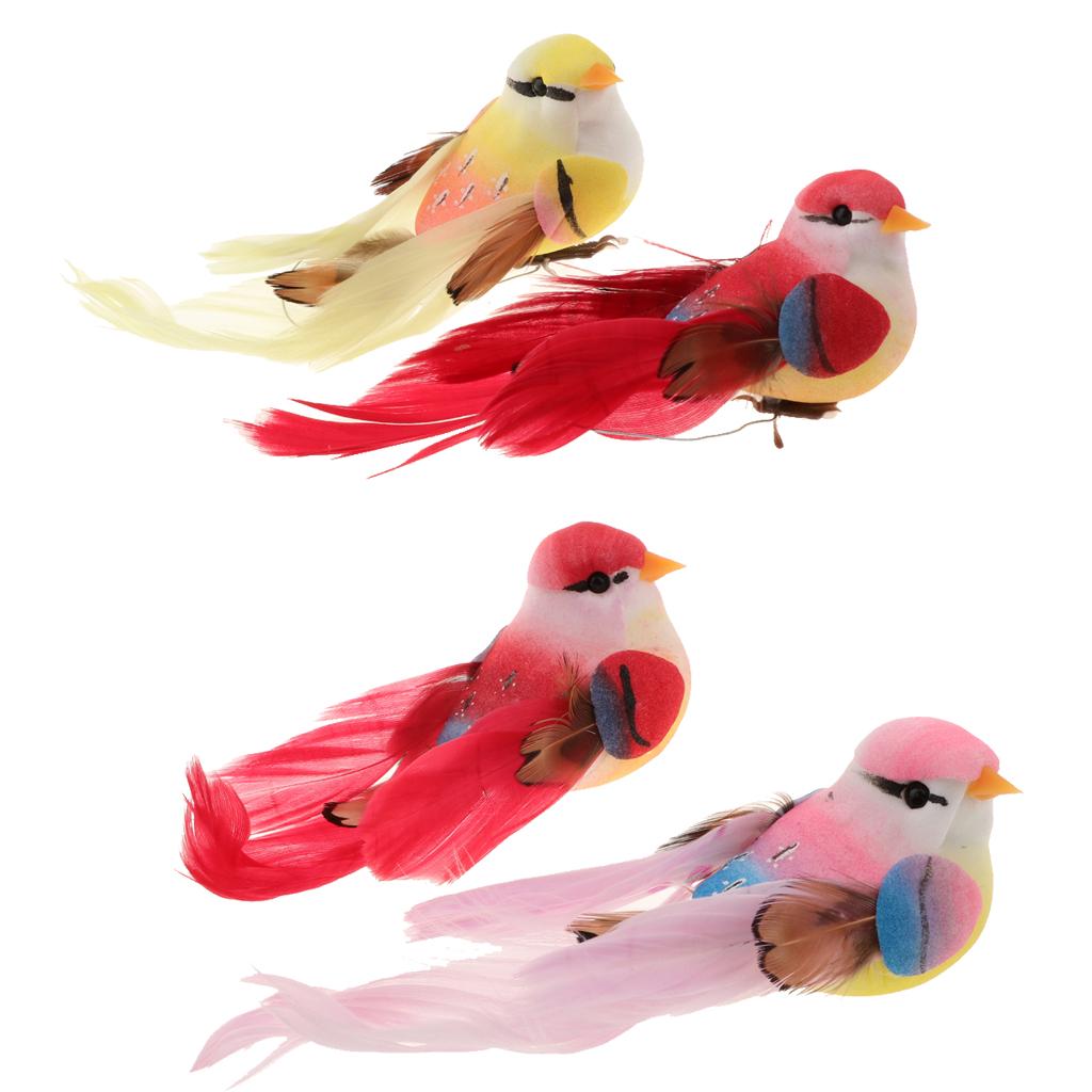 2pcs Artificial Birds Feather Foam Simulation Birds Home Decor without Clip