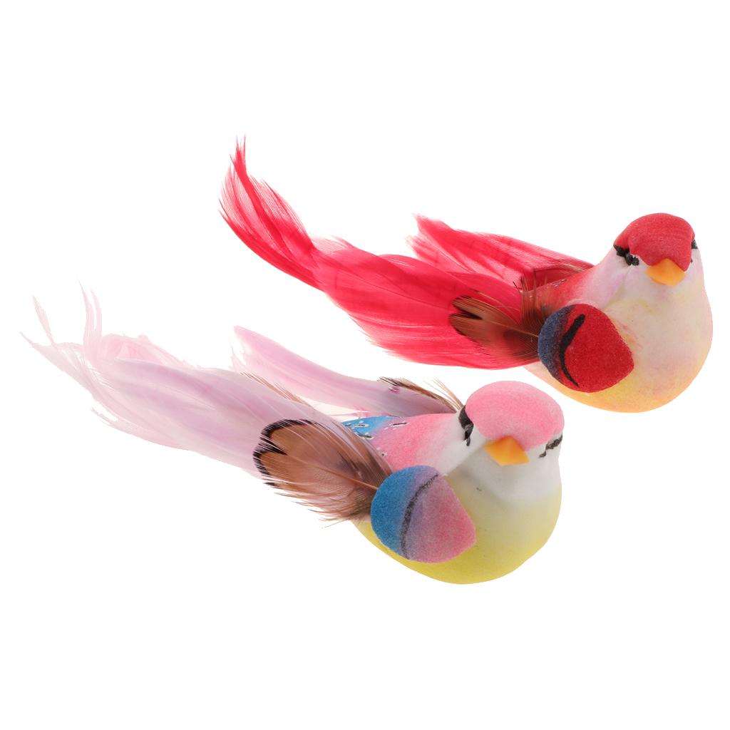 2pcs Artificial Birds Feather Foam Simulation Birds Home Decor without Clip
