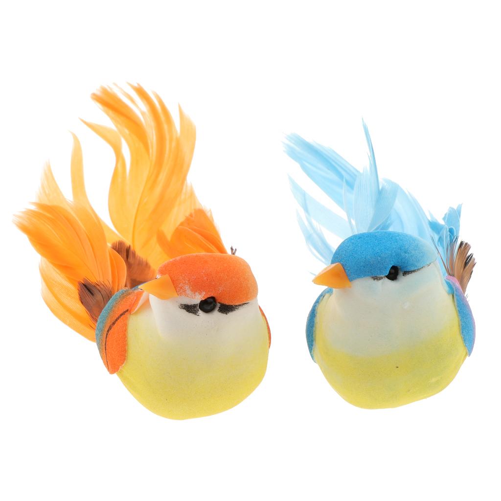 2pcs Artificial Birds Feather Foam Simulation Birds Home Decor without Clip