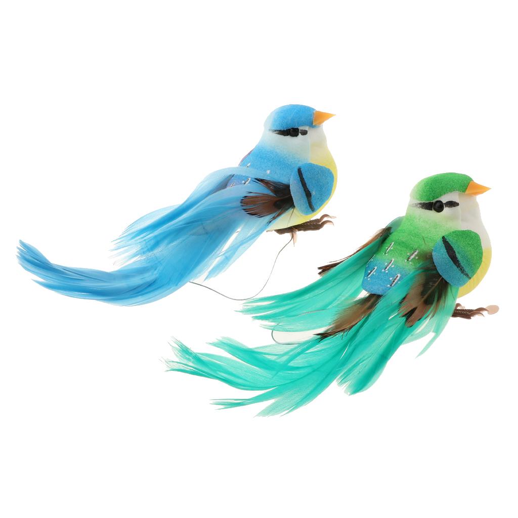 2pcs Artificial Birds Feather Foam Simulation Birds Home Decor with Clip