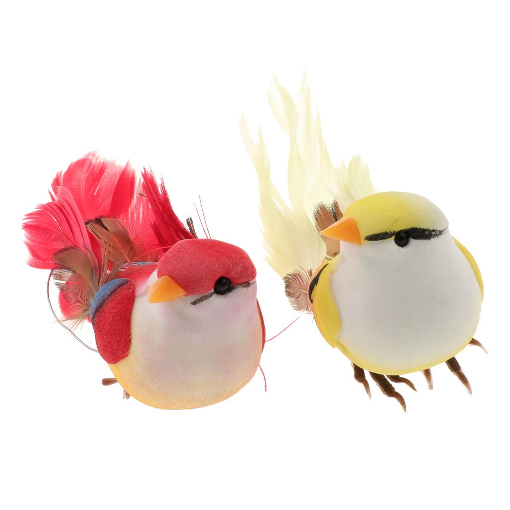 2pcs Artificial Birds Feather Foam Simulation Birds Home Decor with Clip