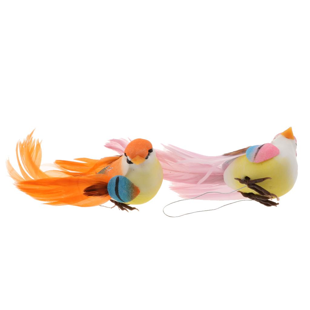 2pcs Artificial Birds Feather Foam Simulation Birds Home Decor with Clip